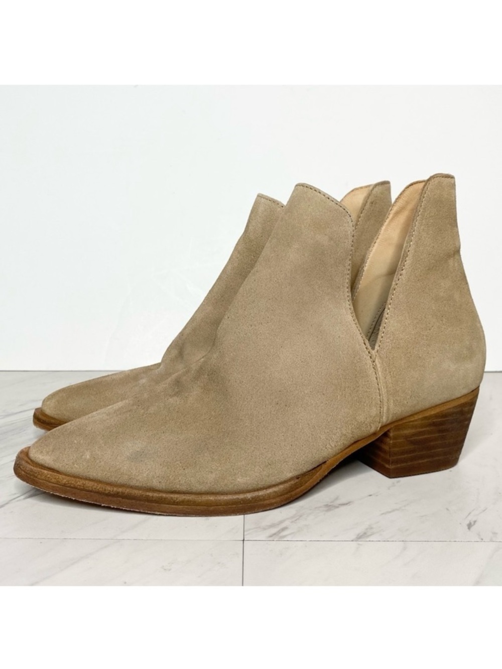 Free People Tan Suede Charm Double V Bootie 7